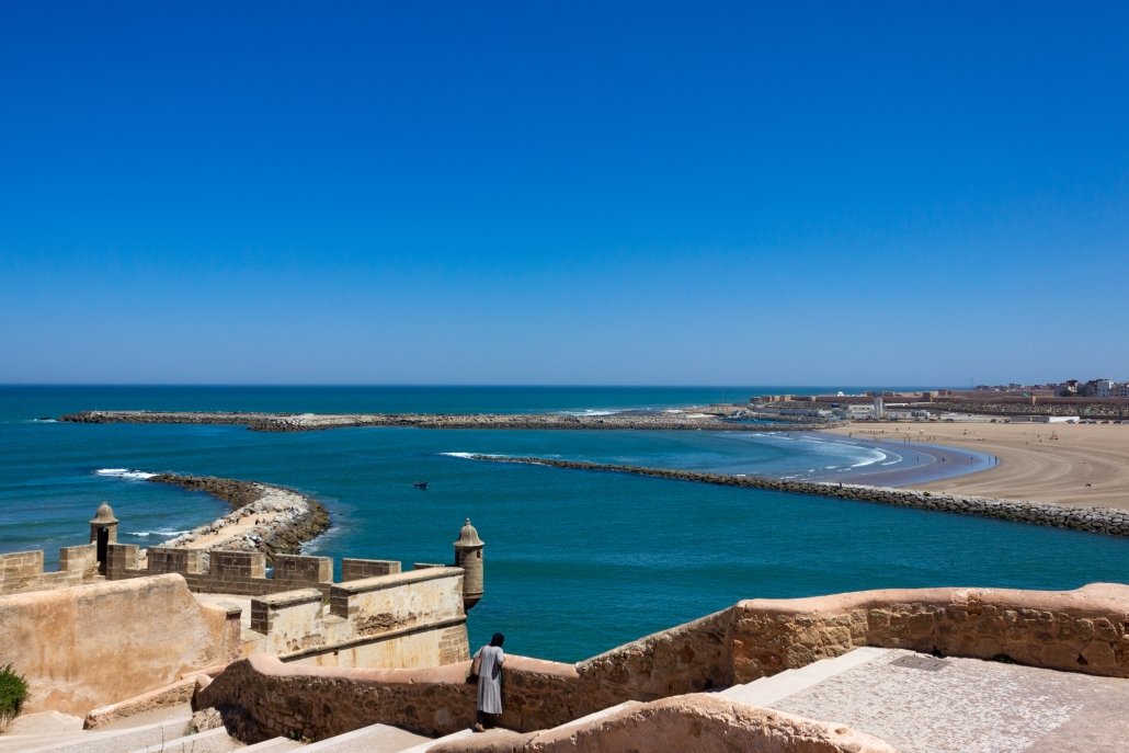 Vista sull'oceano Atlantico dalla Kasbah di Rabat